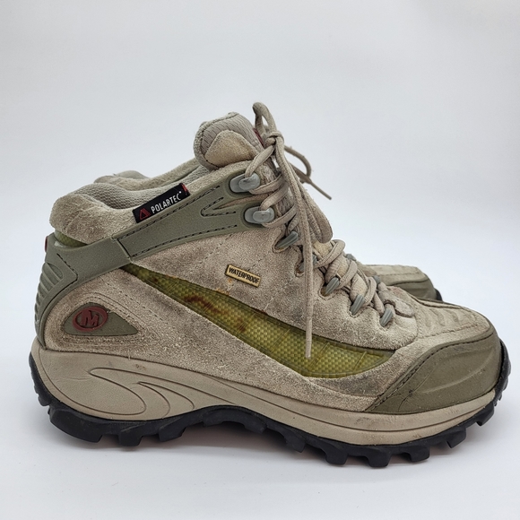 Merrell tan suede waterproof polartec thinsulate insulation hiking boots - Picture 2 of 3